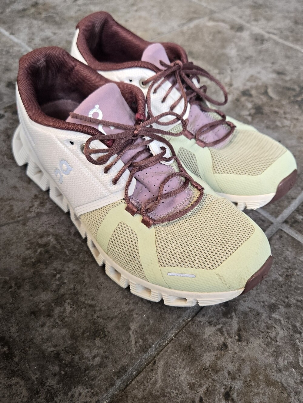 On Cloud 5 Running Shoes Sneakers Ice Haze White Green Plum Size 7.5 - Picture 11 of 14